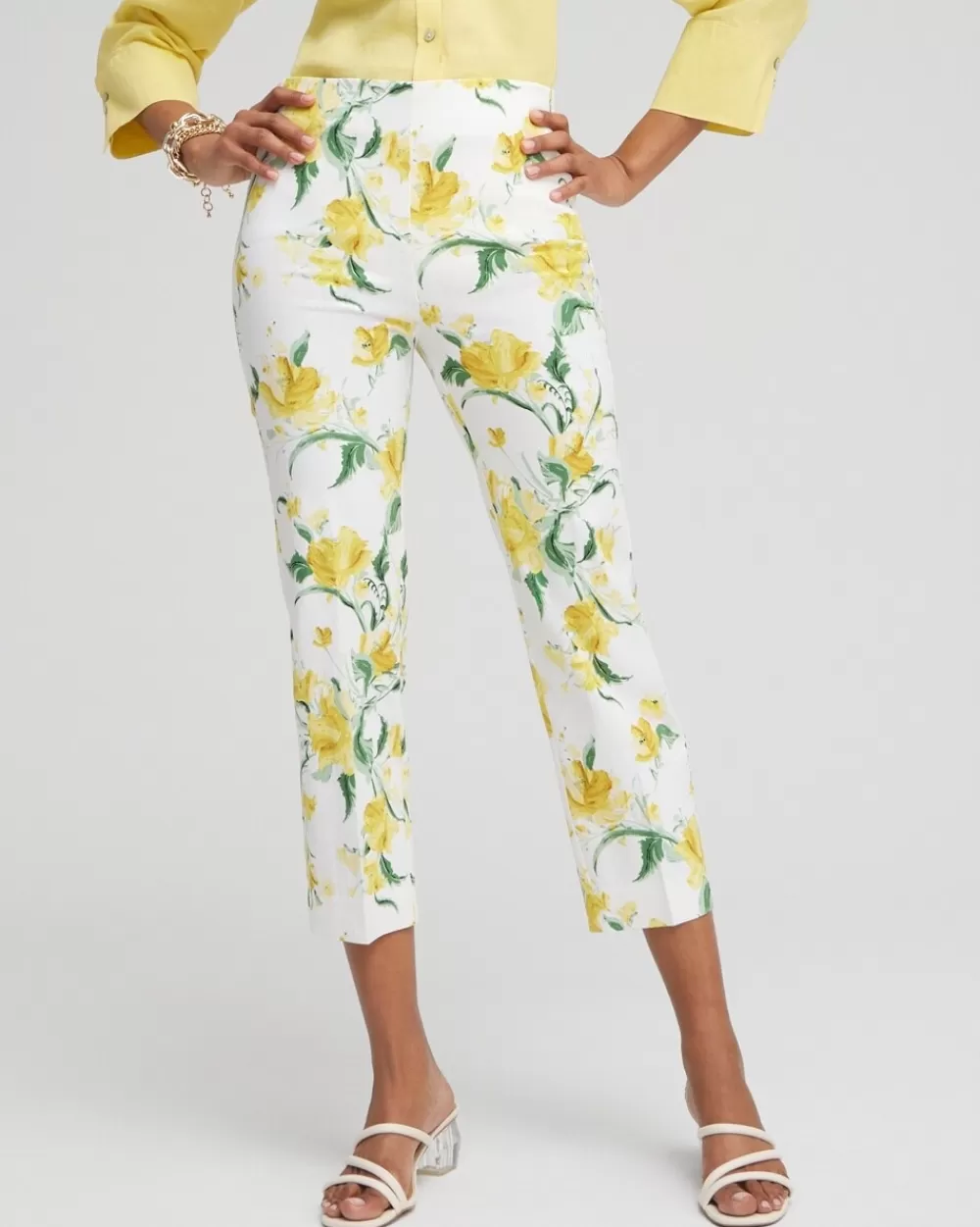 Fashion Juliet Floral Straight Cropped Pants Pants