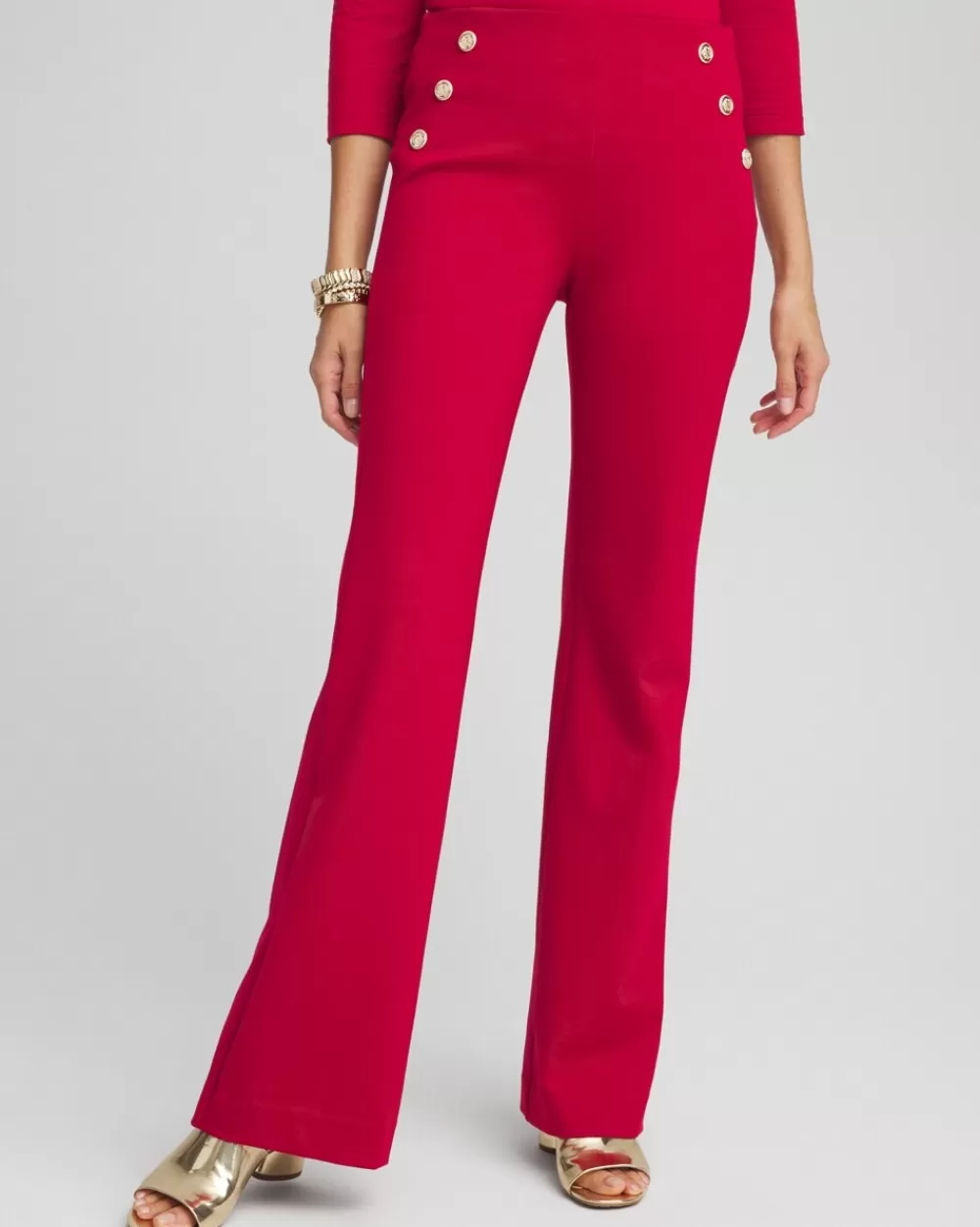 Shop Juliet Ponte Button Detail Flare Pants Pants