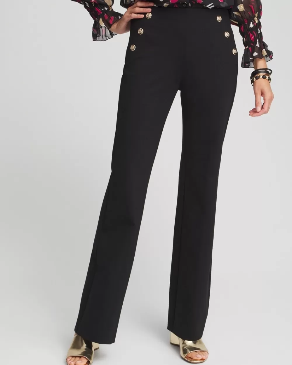 Shop Juliet Ponte Button Detail Flare Pants Pants