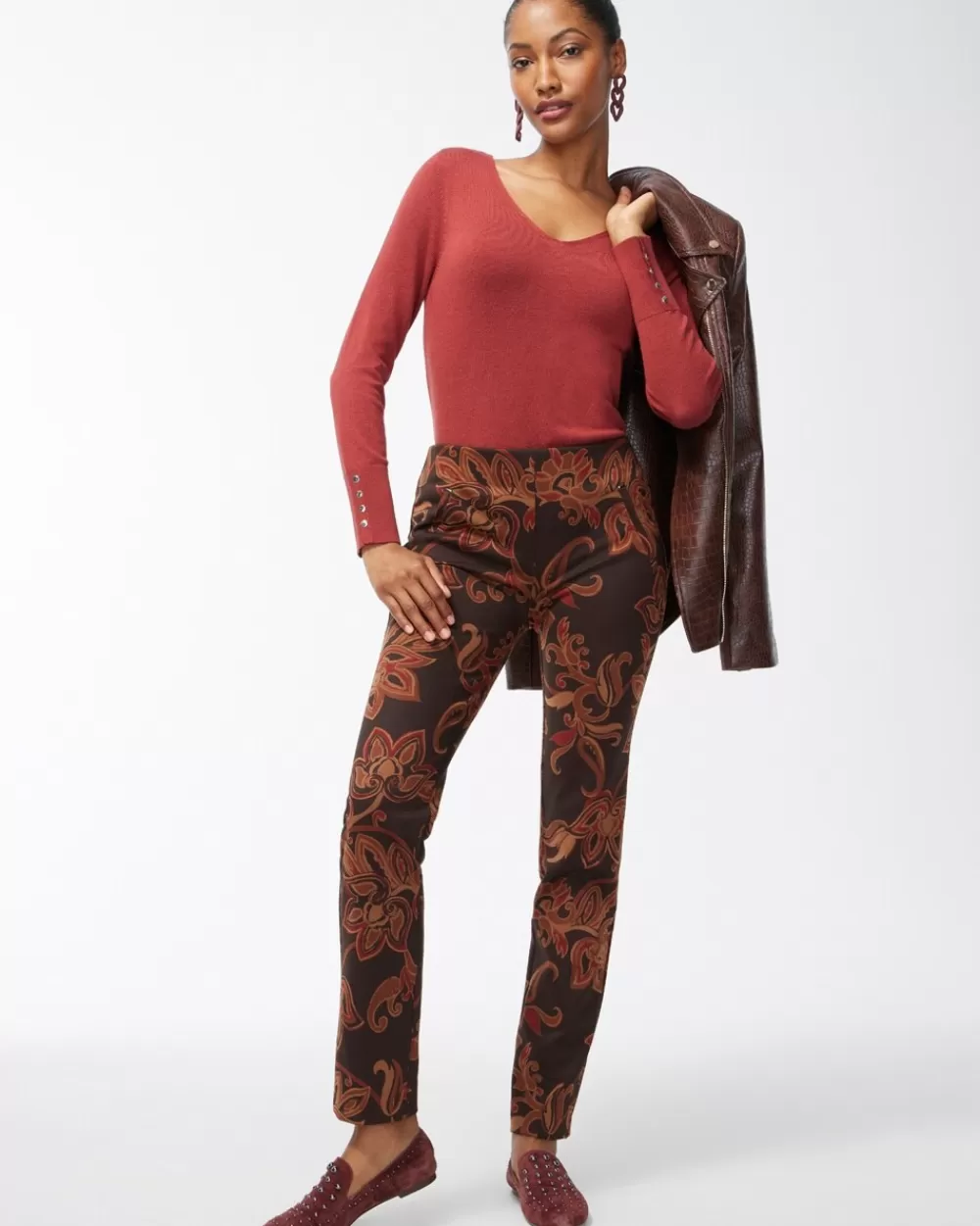 New Juliet Ponte Floral Ankle Pants Pants