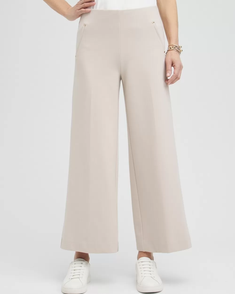 Shop Juliet Ponte Wide Leg Cropped Pants Pants