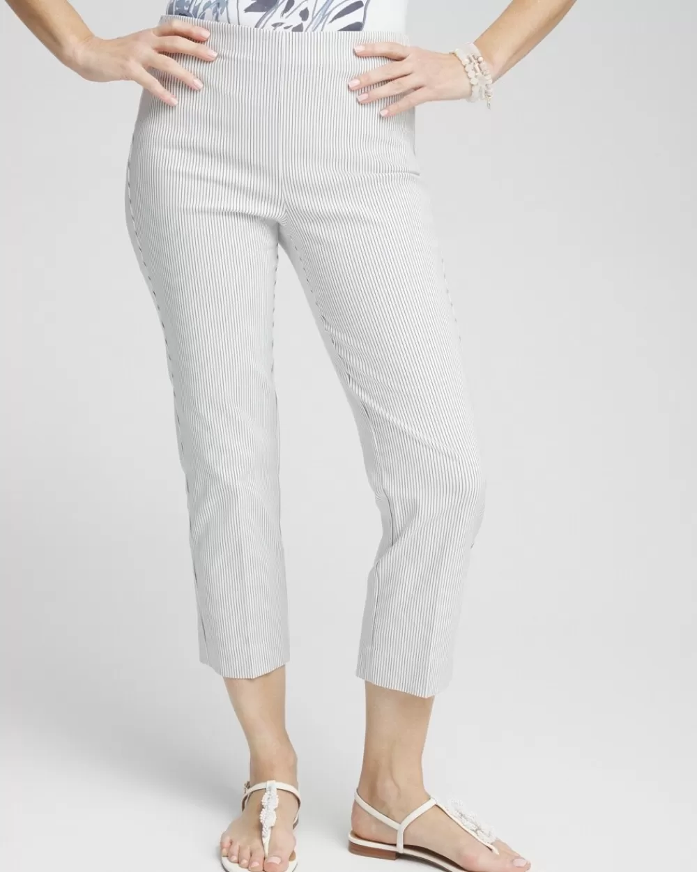 Sale Juliet Stripe Straight Cropped Pants Pants