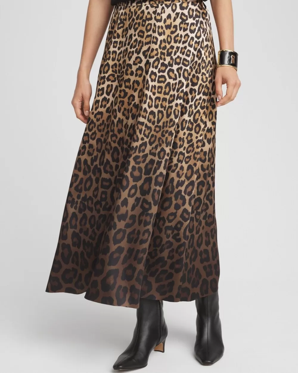 Shop Leopard Stretch Satin Skirt Skirts