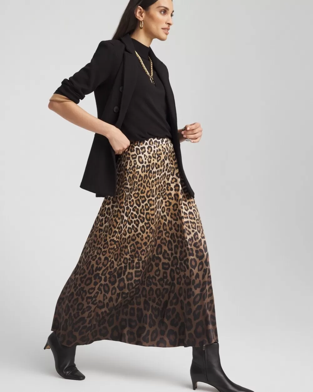 Shop Leopard Stretch Satin Skirt Skirts