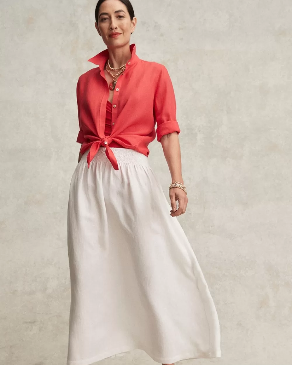 Store Linen A-line Midi Skirt Skirts