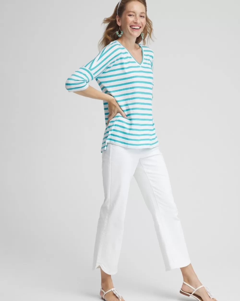 Outlet Linen Drop Shoulder Tunic Tops