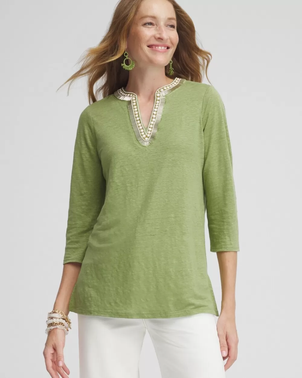 Clearance Linen Embellished Tunic Tops