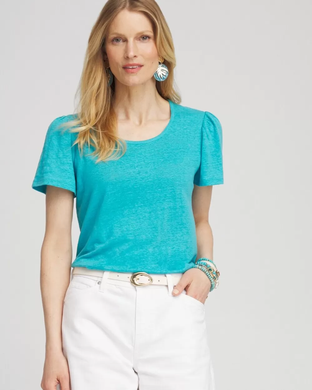 Best Linen Flutter Sleeve Tee Tops