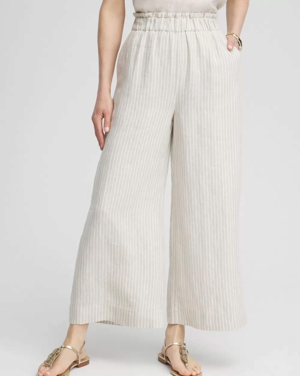 Online Linen Stripe Culotte Pants Pants