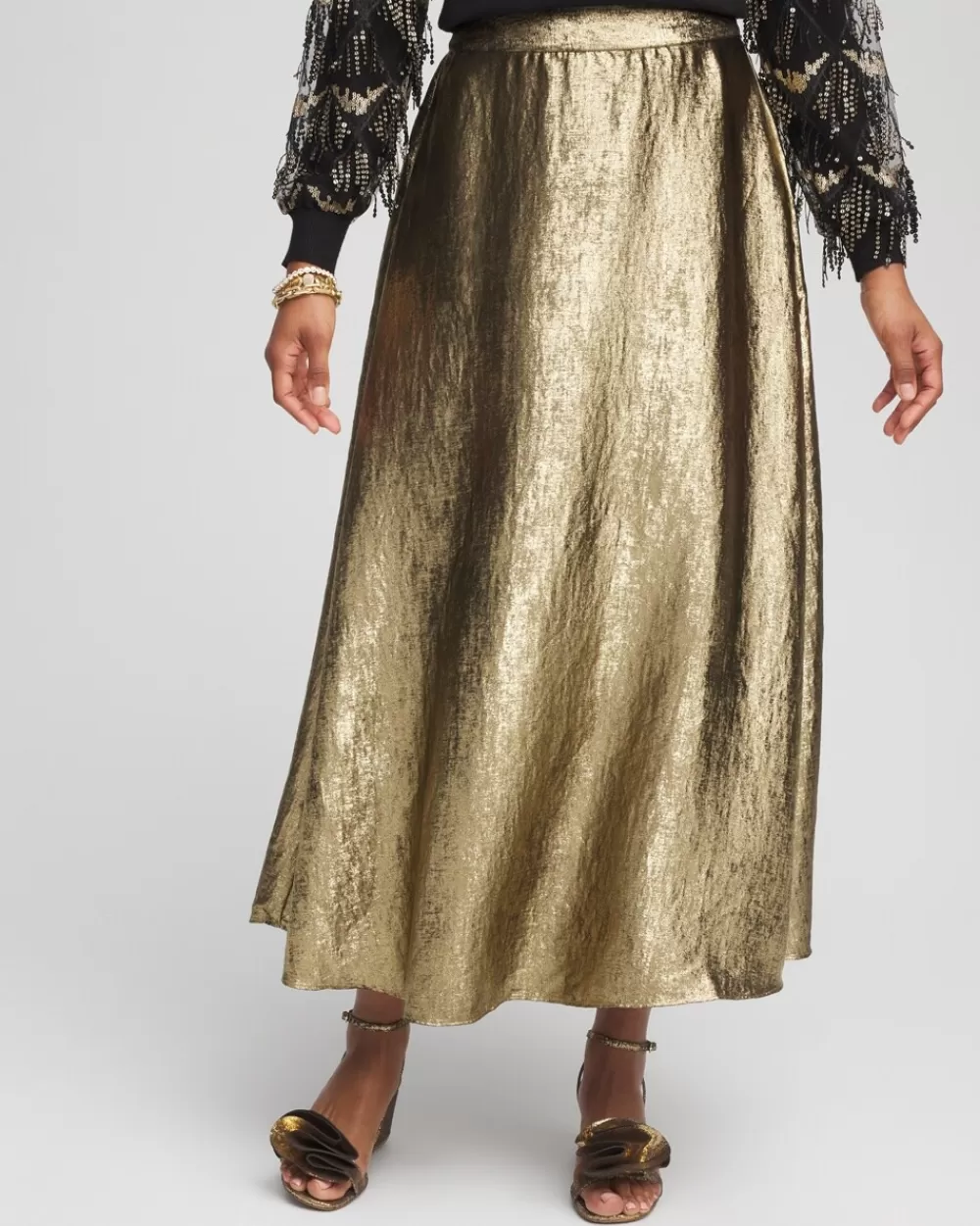 Best Sale Metallic Satin Maxi Skirt Skirts | Dresses