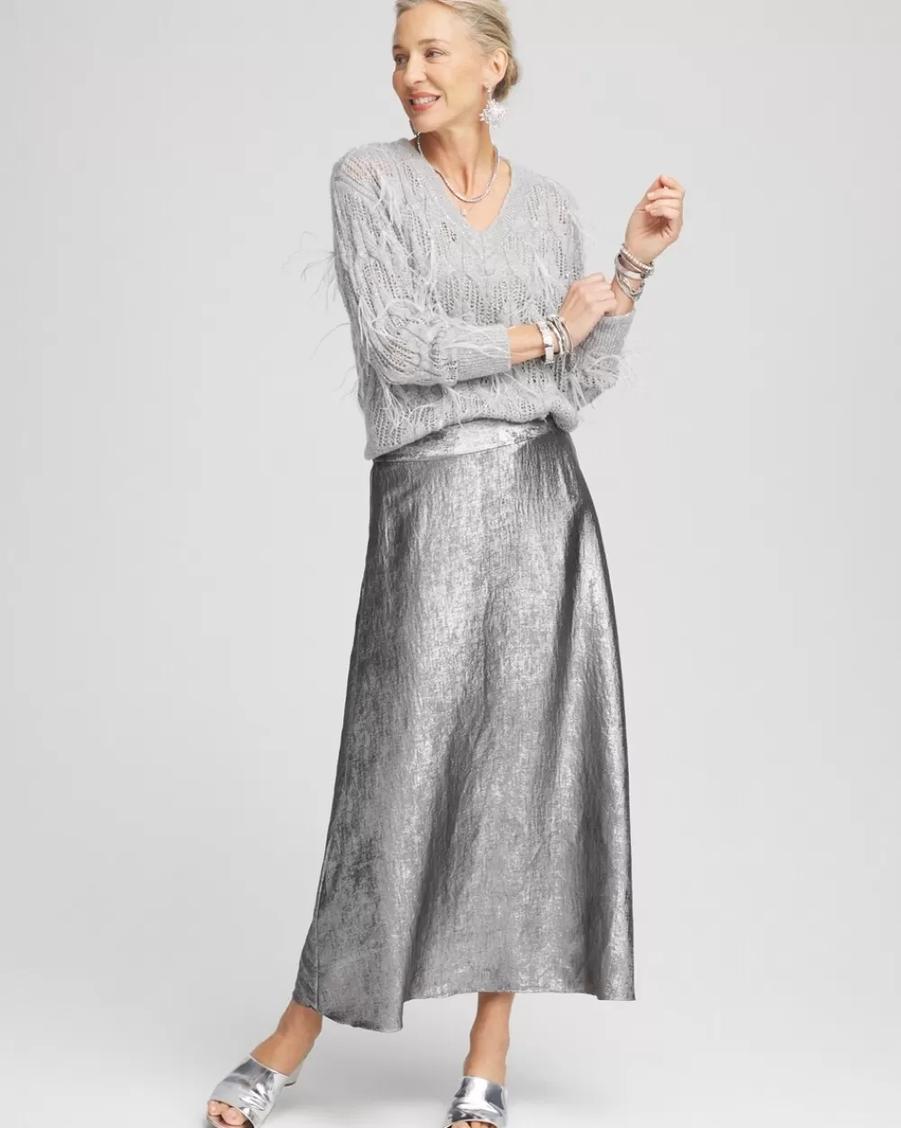 Best Sale Metallic Satin Maxi Skirt Skirts | Dresses