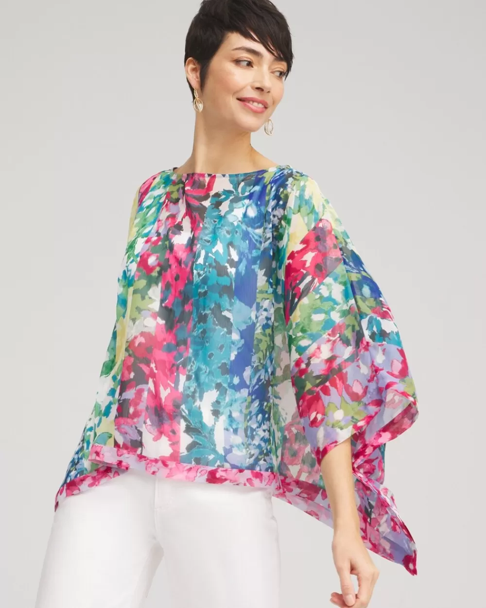 Flash Sale Mixed Floral Poncho Tops