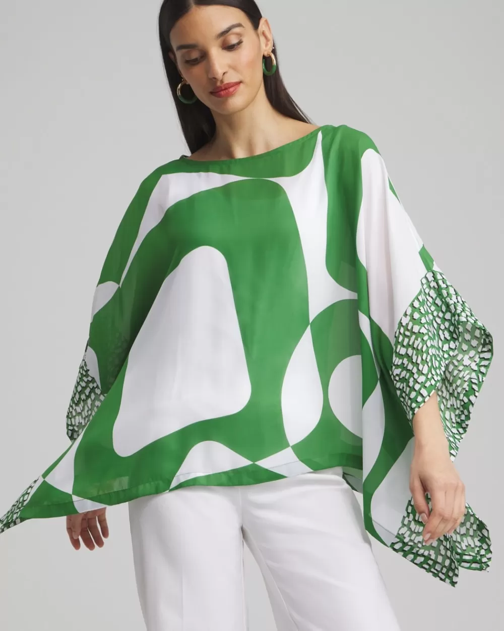 Hot Modern Print Poncho Tops