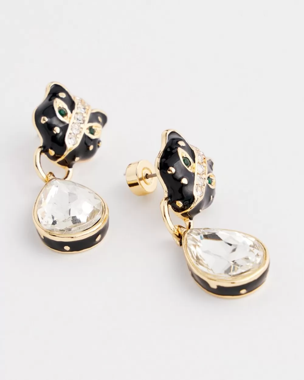 Outlet No Droop™ Jaguar Embellished Drop Earrings Earrings