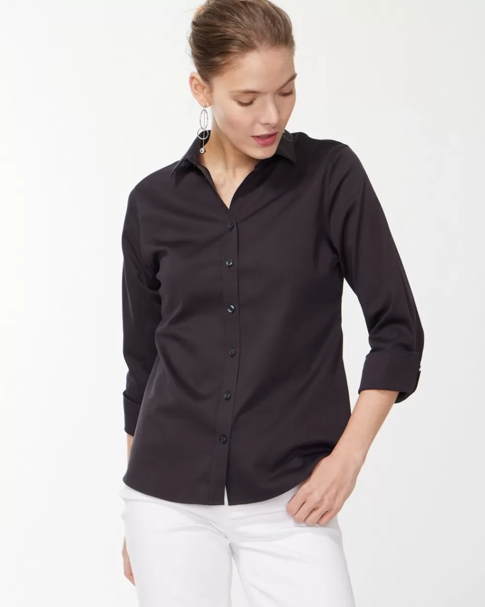 Online No Iron™ 3/4 Sleeve Stretch Shirt Tops | Blouses & Shirts