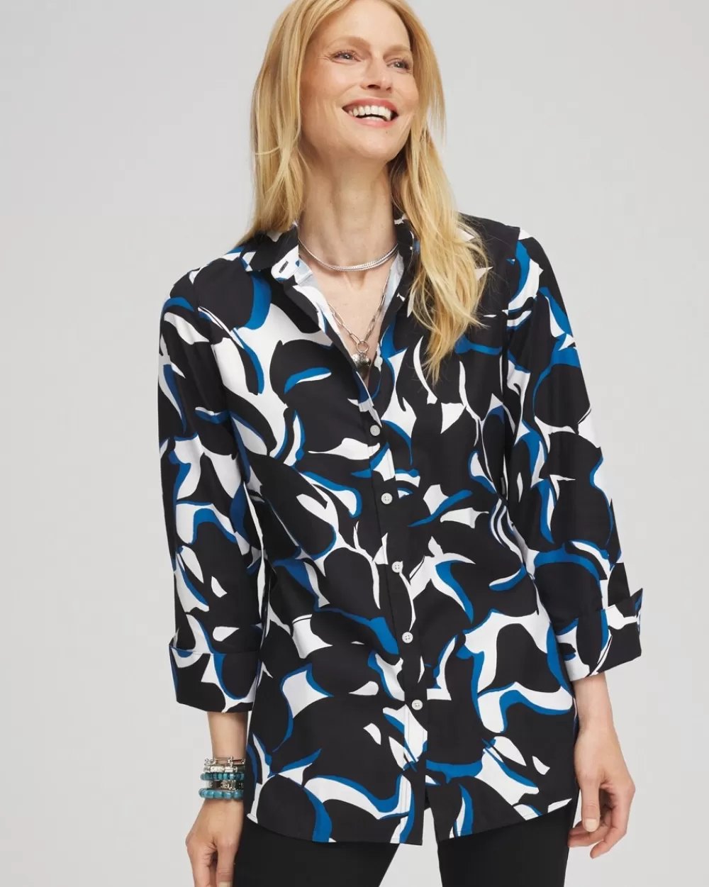 Store No Iron™ Abstract Print Shirt Tops