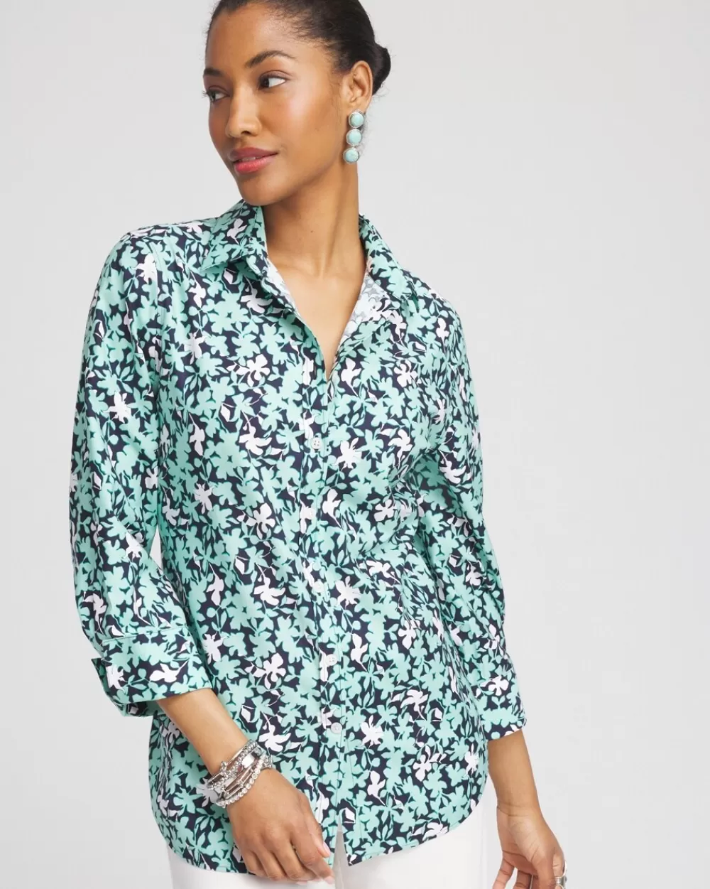 Best Sale No Iron™ Cool Floral Shirt Tops