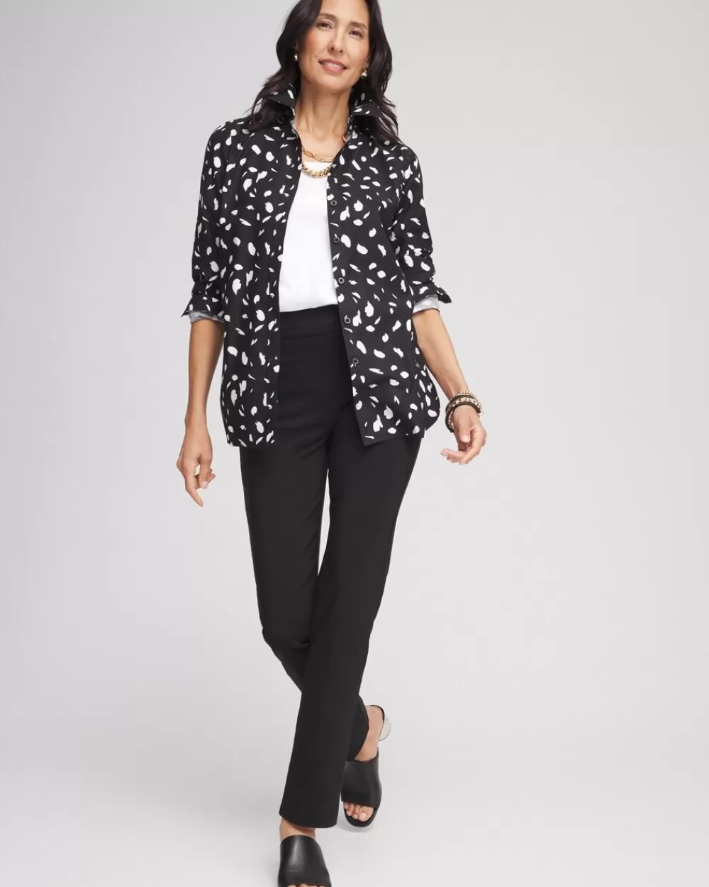 Fashion No Iron™ Dot Print Shirt Tops | Blouses & Shirts