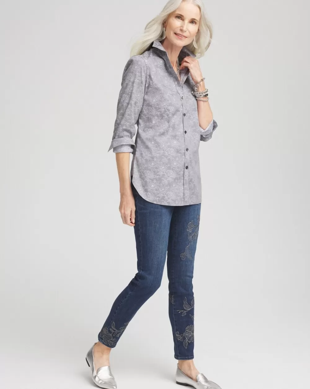 Best Sale No Iron™ Floral Jacquard Shirt Tops | Blouses & Shirts