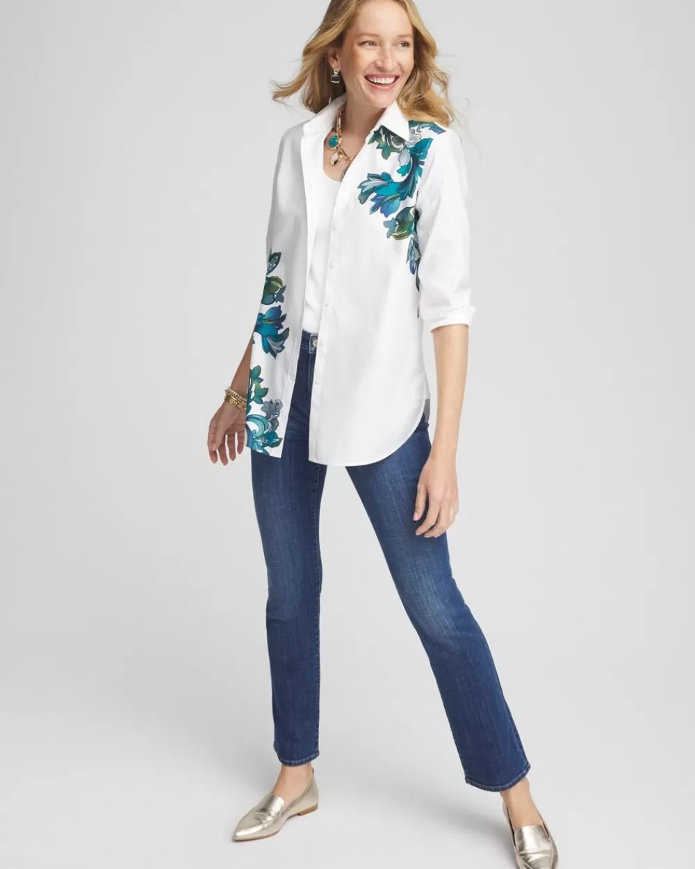 Clearance No Iron™ Floral Scrolls Shirt Tops