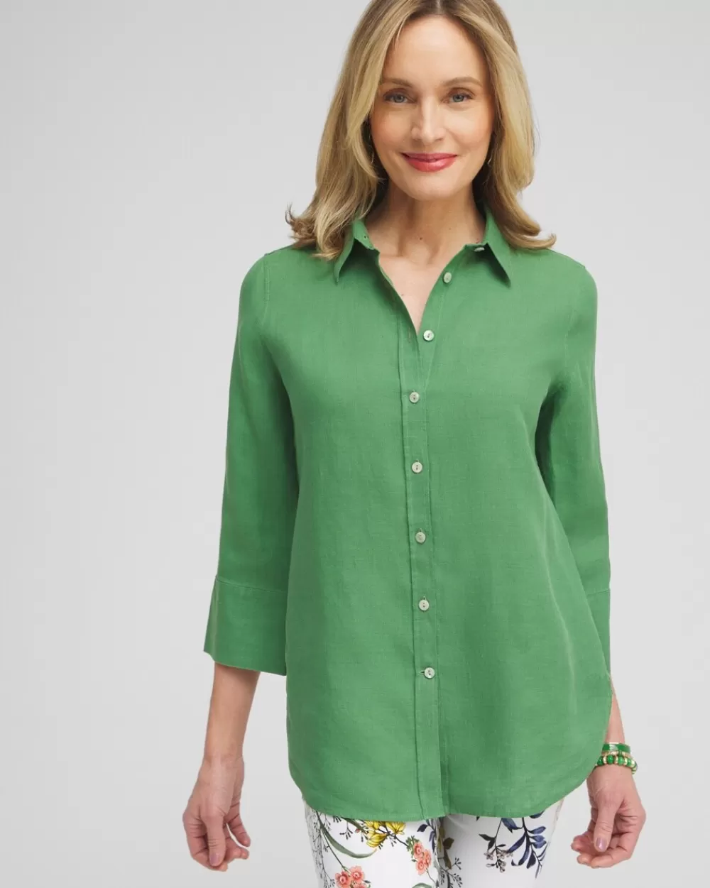 New No Iron™ Linen 3/4 Sleeve Shirt Tops