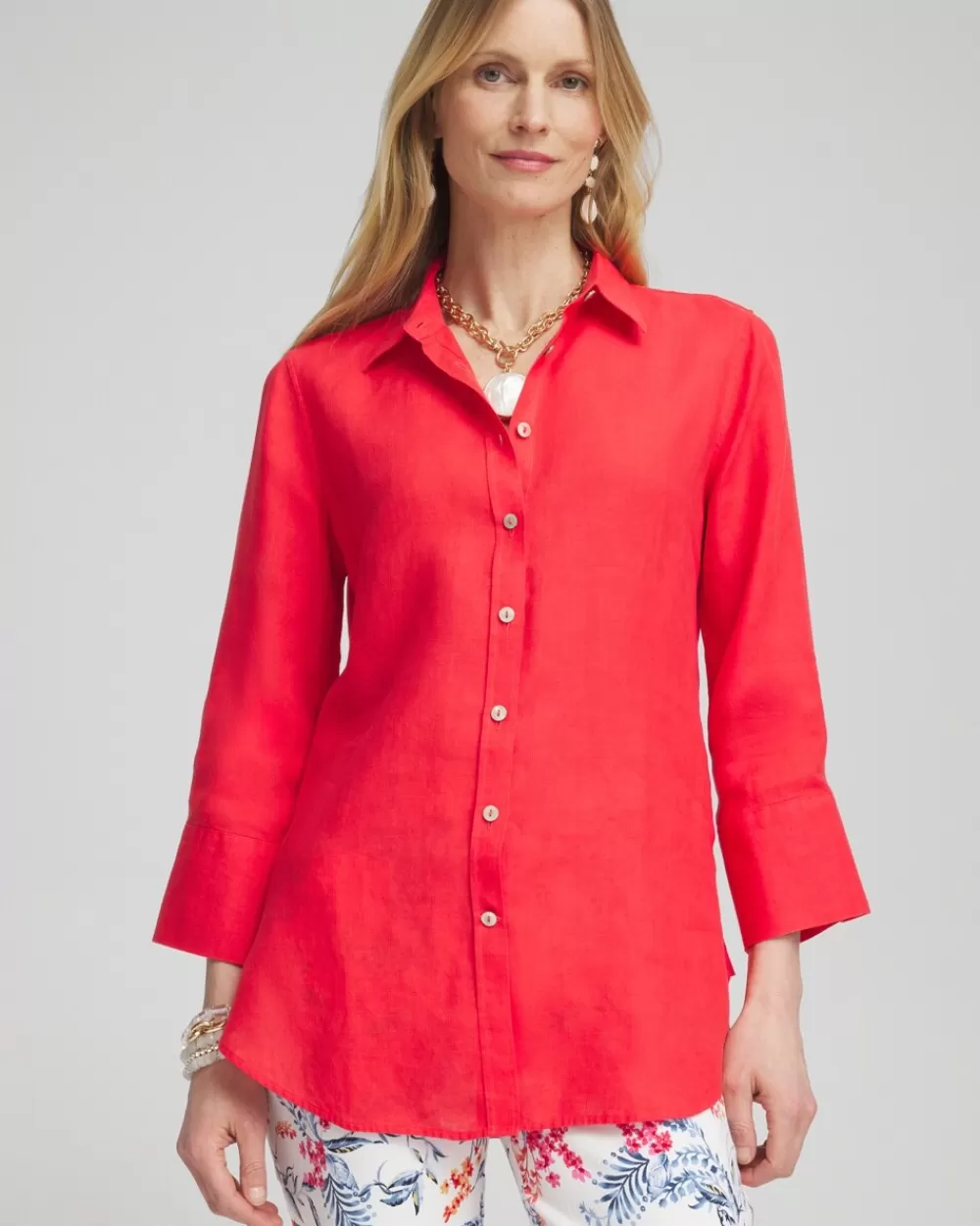 Sale No Iron™ Linen 3/4 Sleeve Shirt Tops