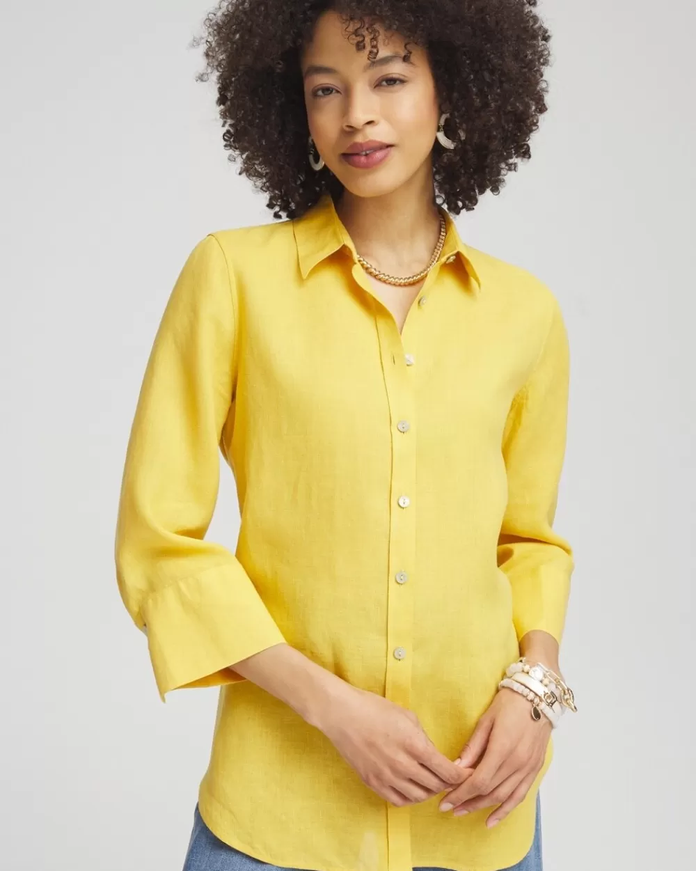 Sale No Iron™ Linen 3/4 Sleeve Shirt Tops