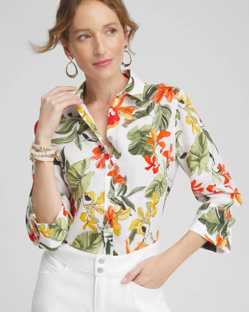 Cheap No Iron™ Linen Orchid Shirt Tops