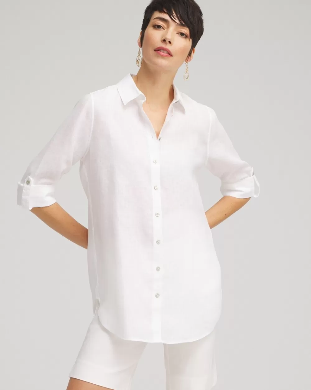 Cheap No Iron™ Linen Tunic Tops