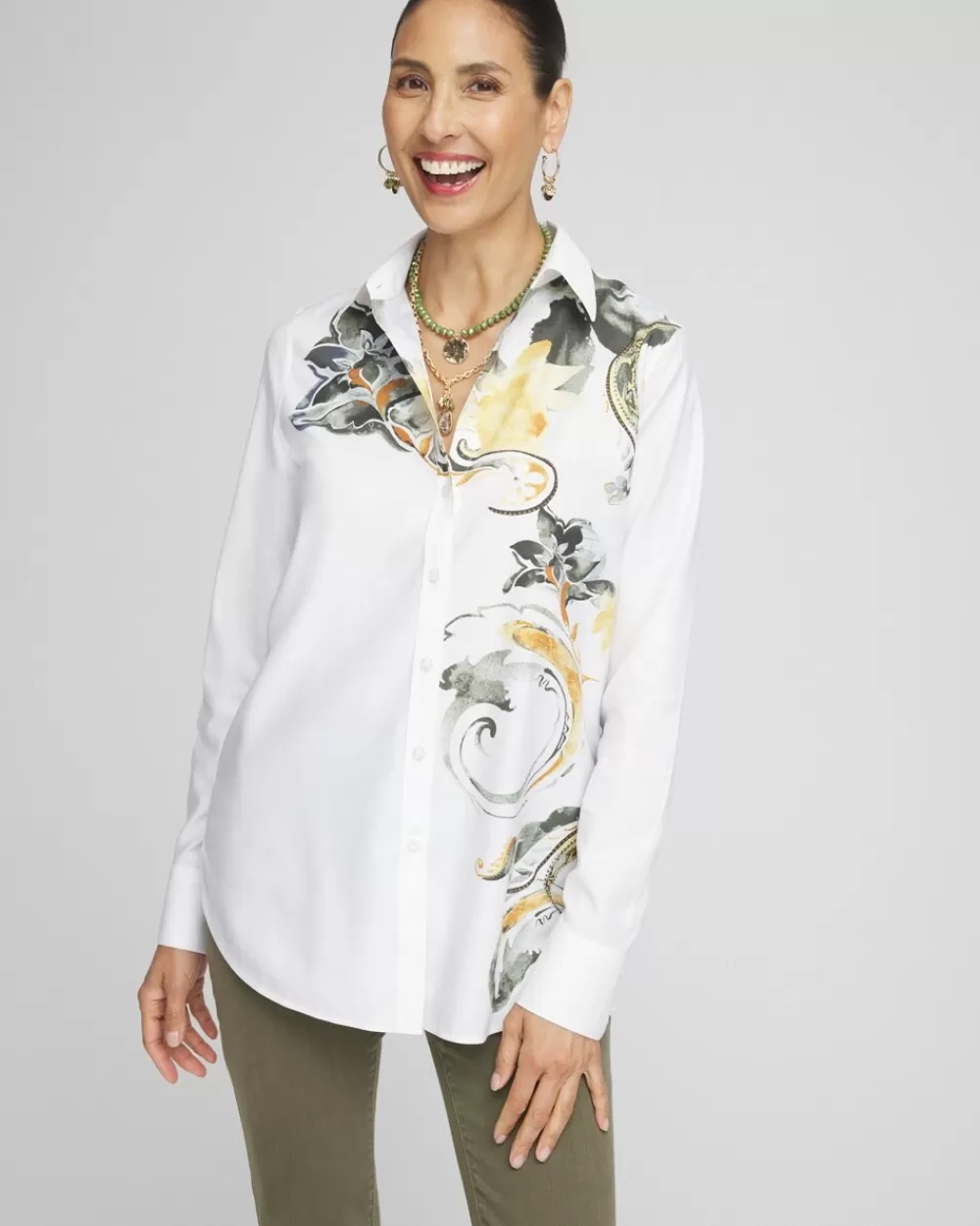 Store No Iron™ Placed Floral Shirt Tops