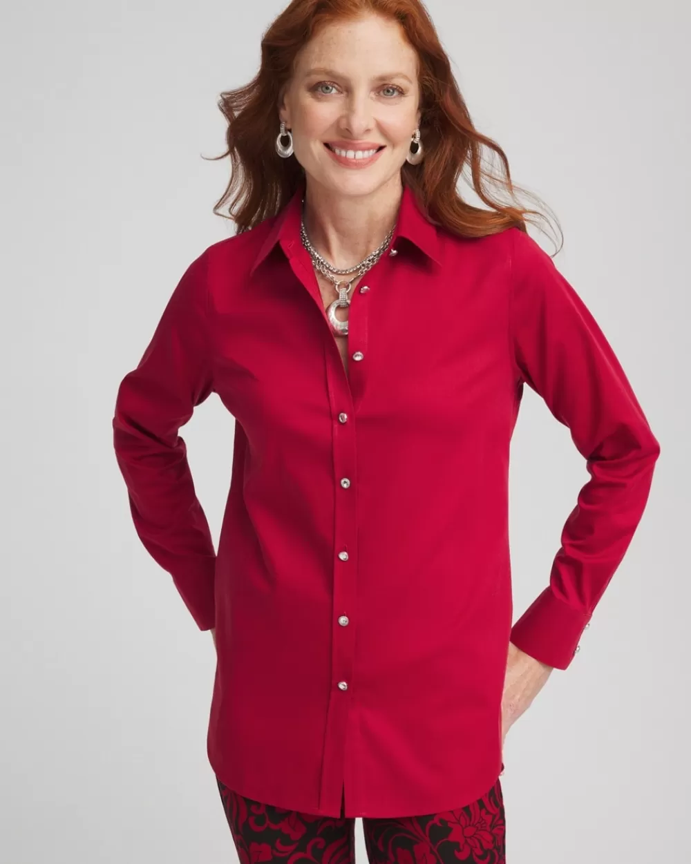 Cheap No Iron™ Sateen Rhinestone Shirt Tops | Blouses & Shirts