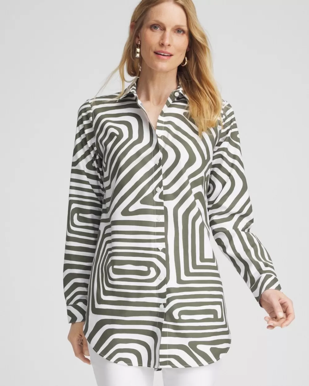 Fashion No Iron™ Stretch Abstract Print Tunic Tops