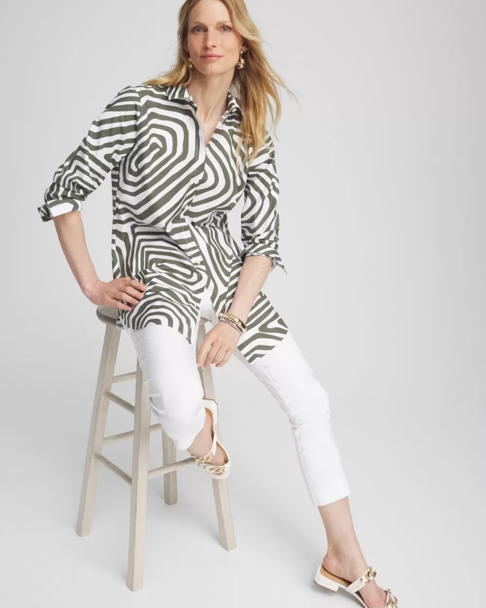 Fashion No Iron™ Stretch Abstract Print Tunic Tops