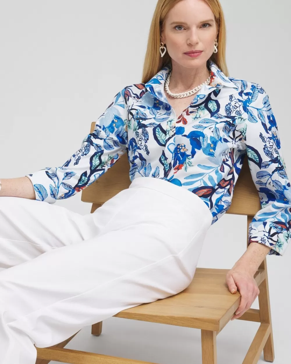 Store No Iron™ Stretch Cool Floral Shirt Tops