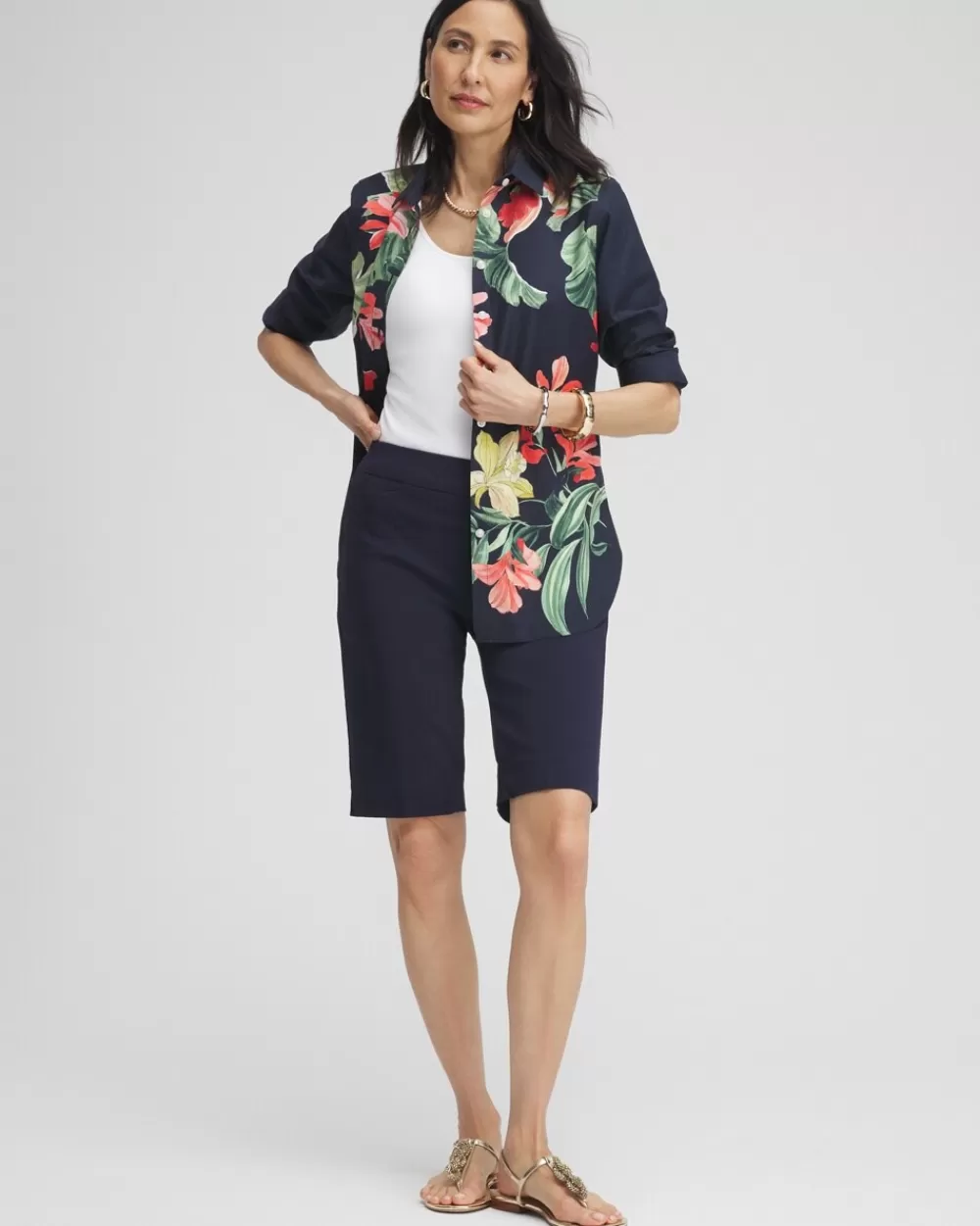 Clearance No Iron™ Stretch Floral Shirt Tops