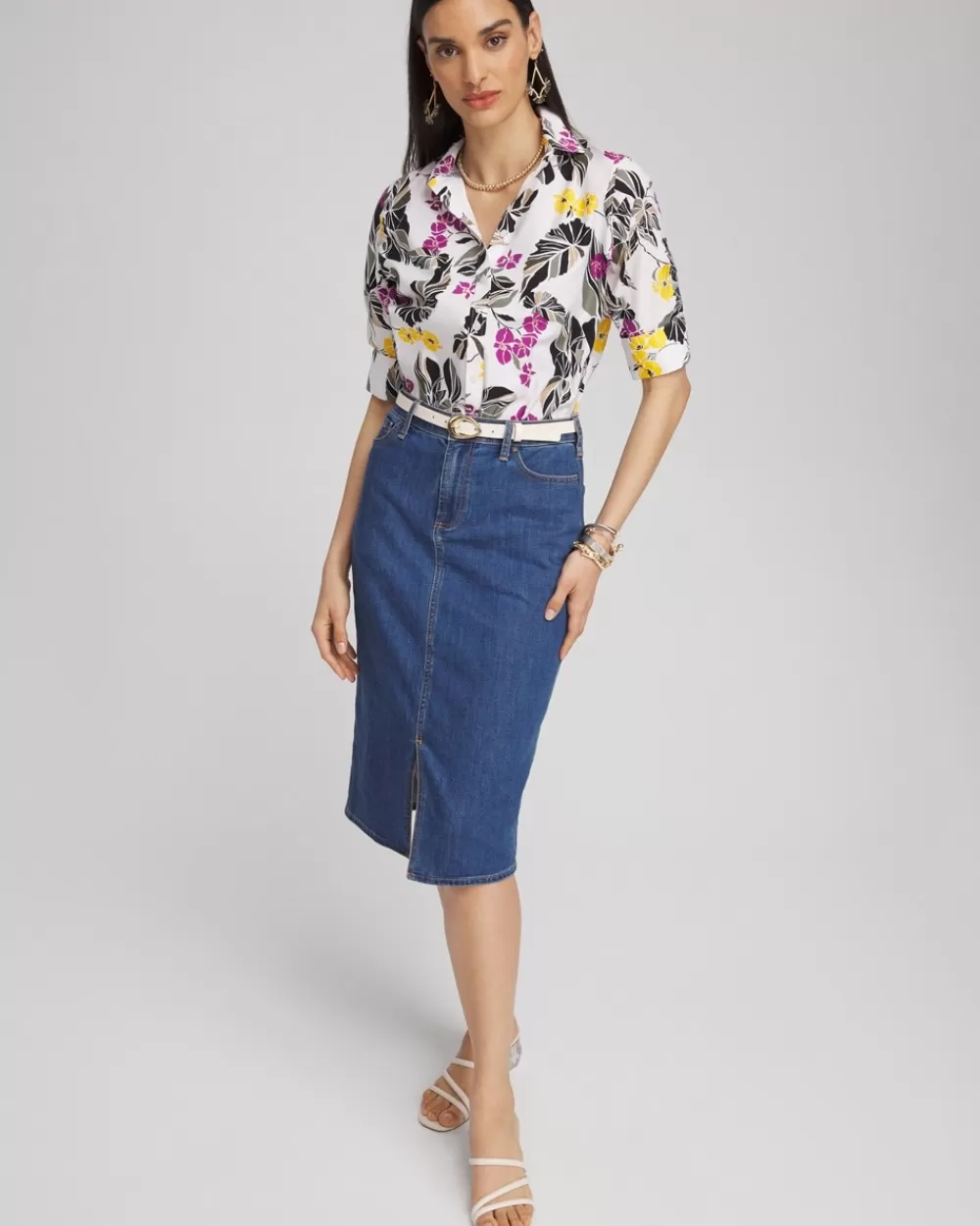 Cheap No Iron™ Stretch Floral Shirt Tops