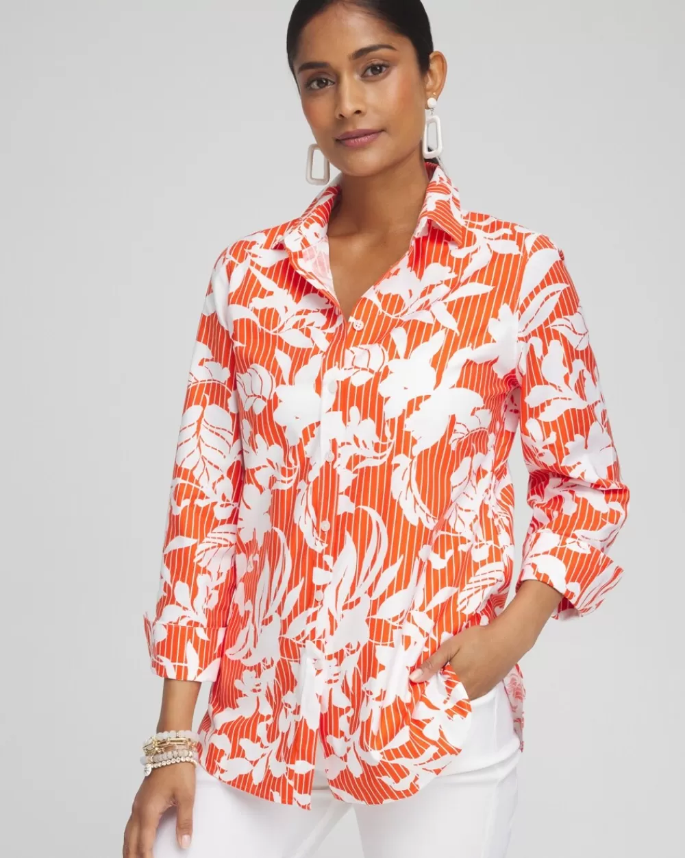 Discount No Iron™ Stretch Orchid Shirt Tops