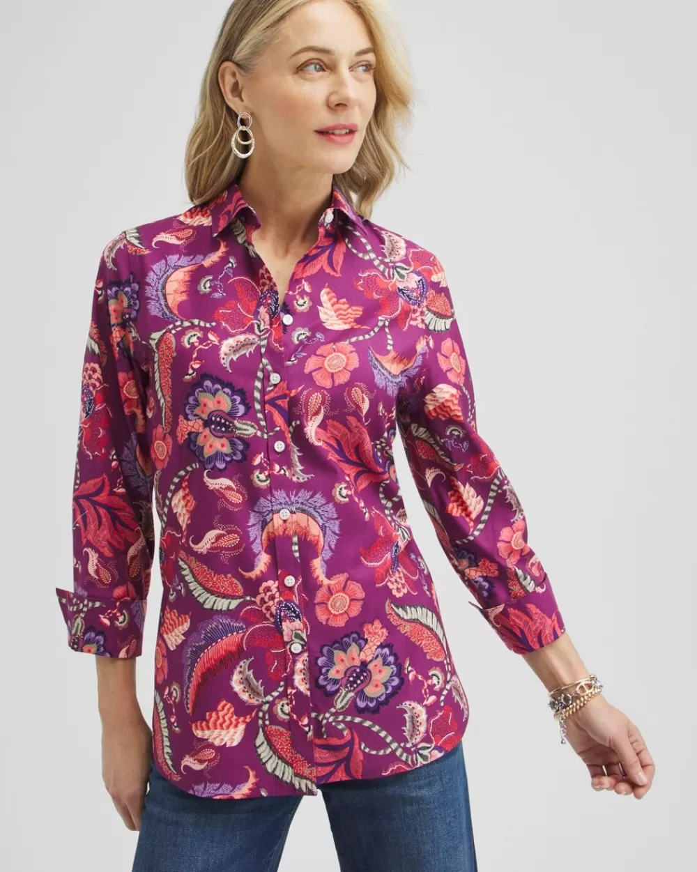 Shop No Iron™ Stretch Paisley Shirt Tops