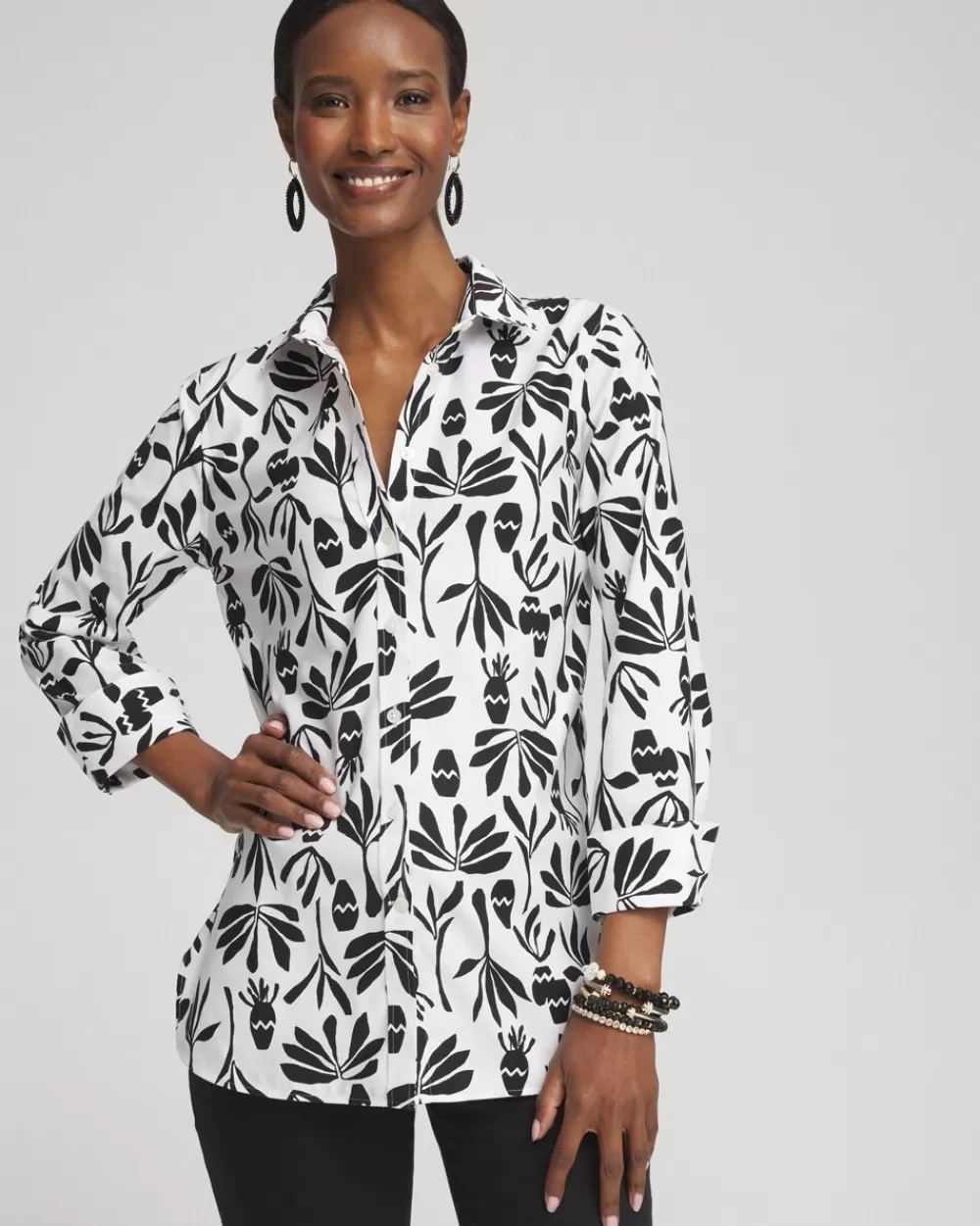 Clearance No Iron™ Stretch Pottery Shirt Tops