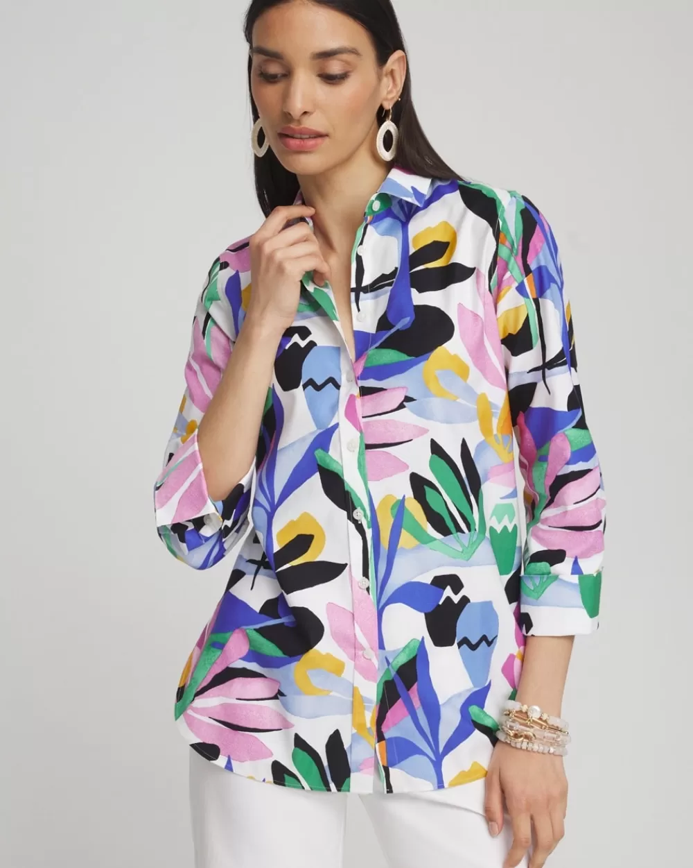 Shop No Iron™ Stretch Tropical Shirt Tops