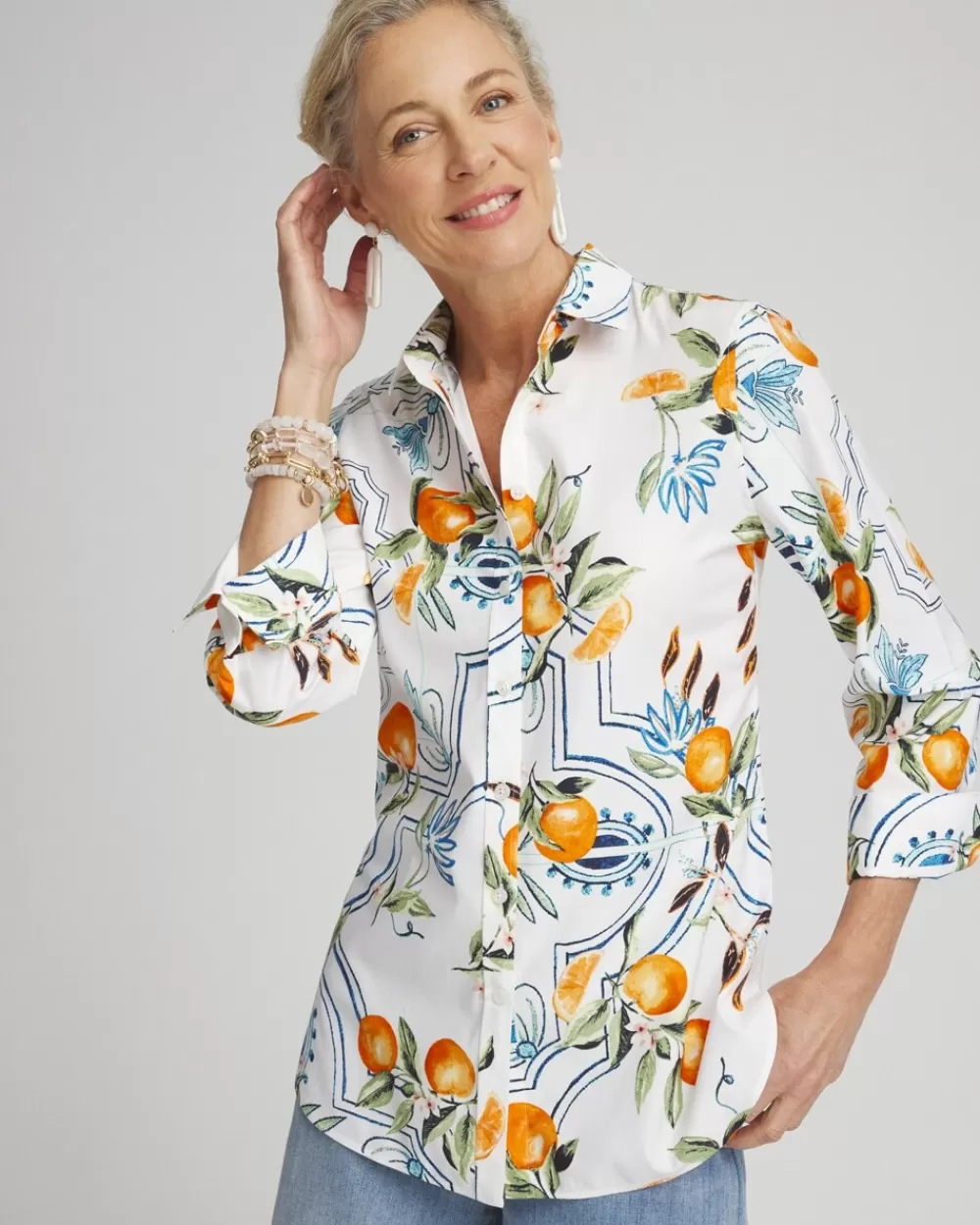 Cheap No Iron™ Stretch Tropical Shirt Tops