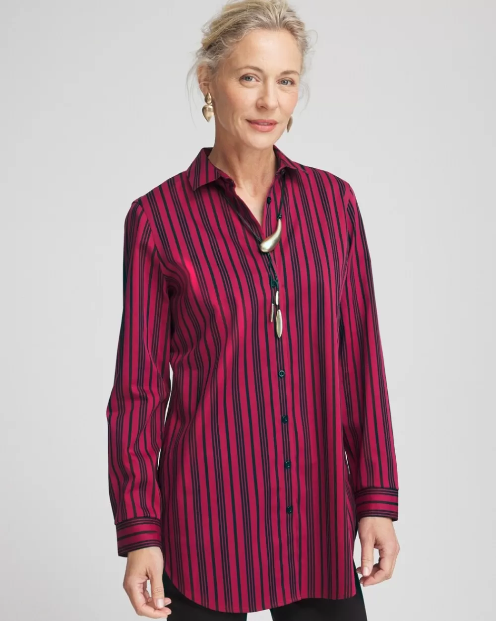 Clearance No Iron™ Stripe Tunic Tops