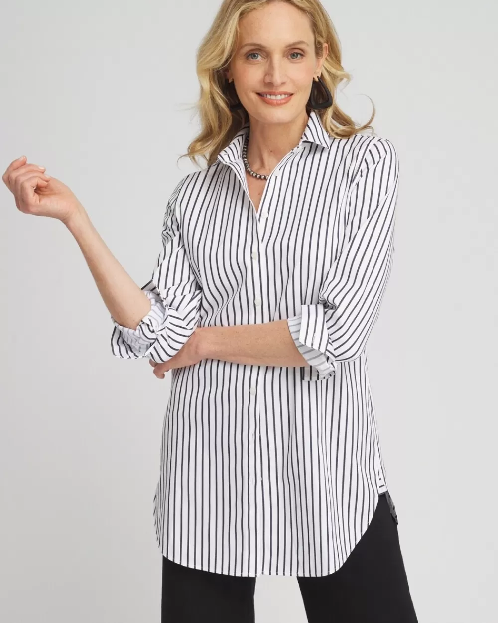 Store No Iron™ Stripe Tunic Tops