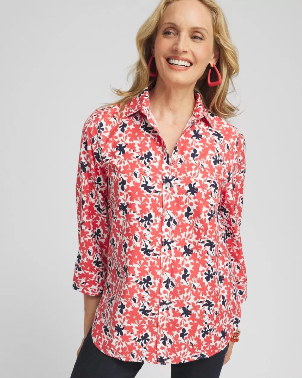 Hot No Iron™ Warm Floral Shirt Tops