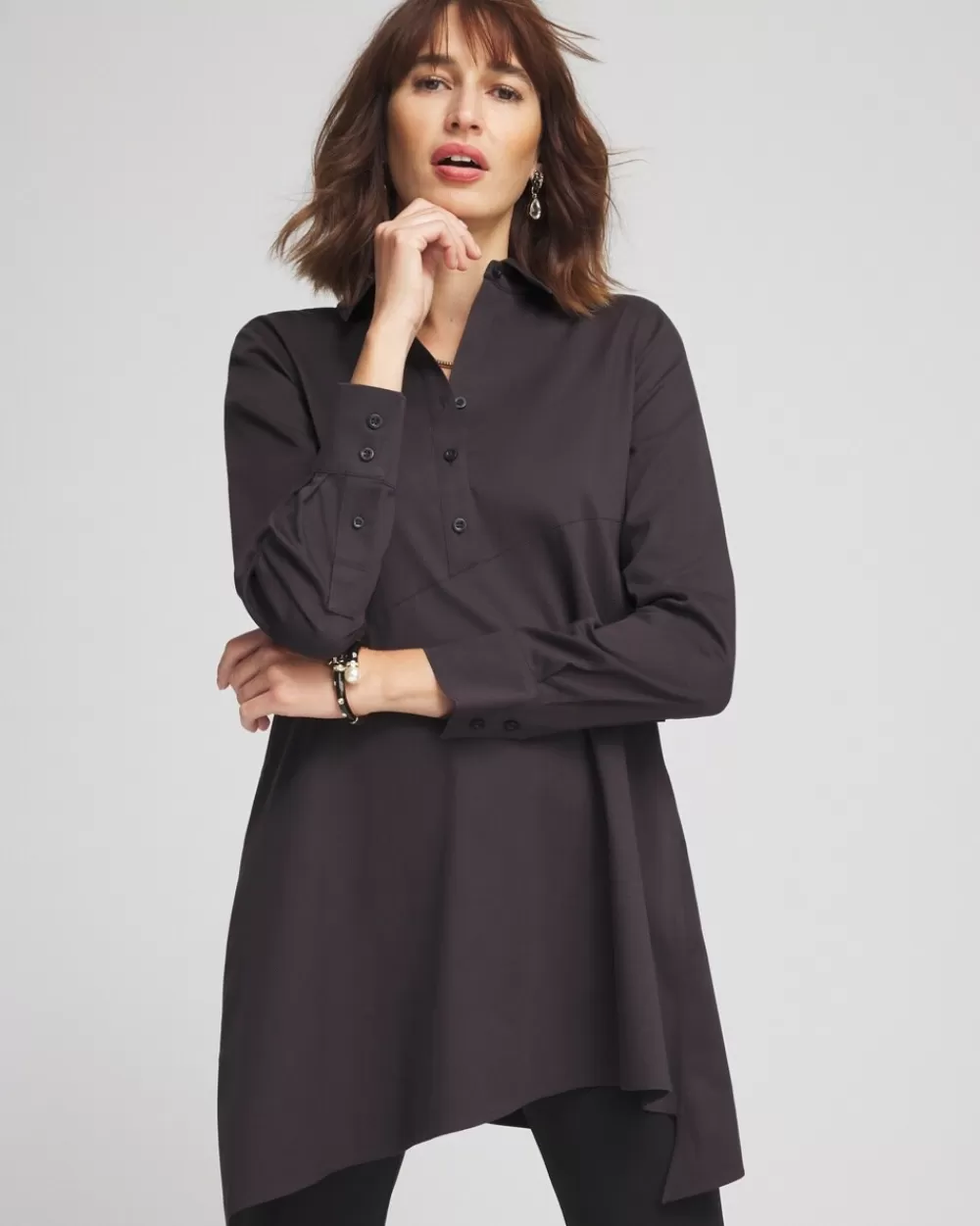 Clearance No-Iron Stretch Asymmetrical Tunic Tops | Blouses & Shirts