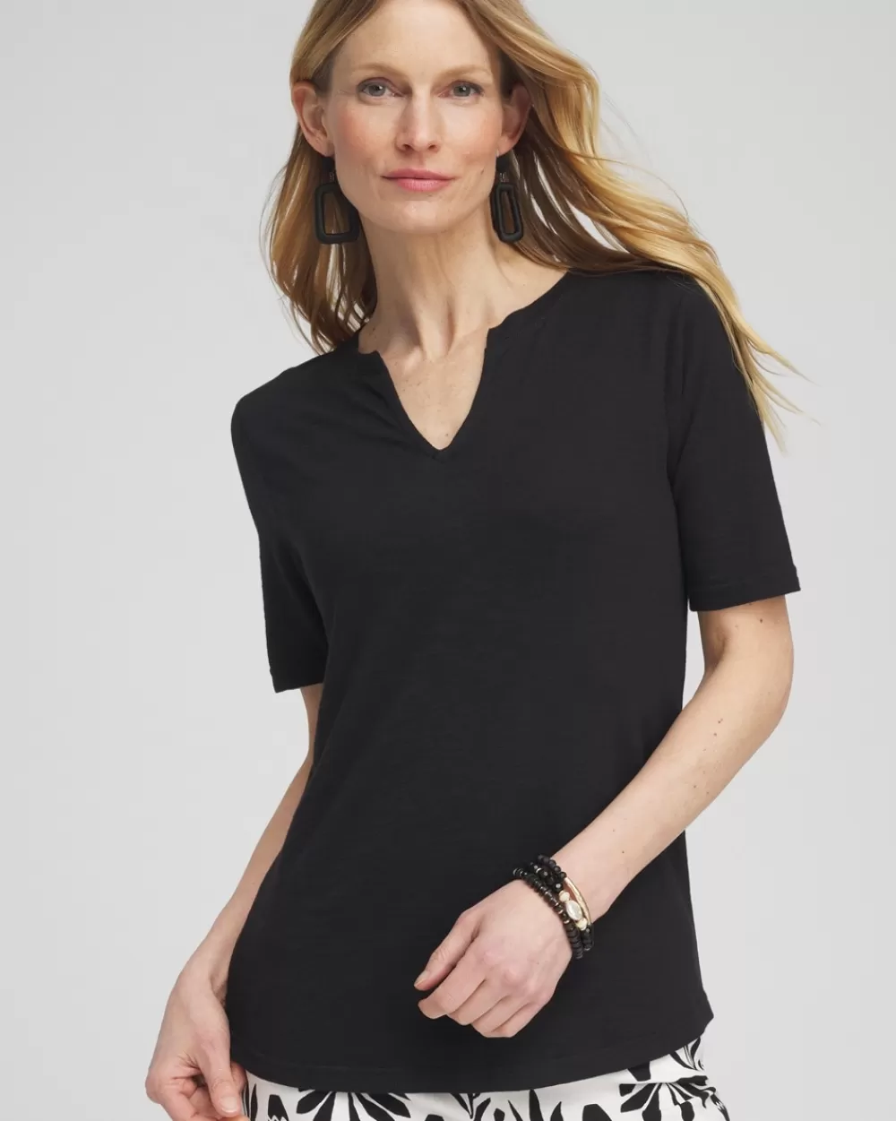 Online Notch Neck Tee Tops