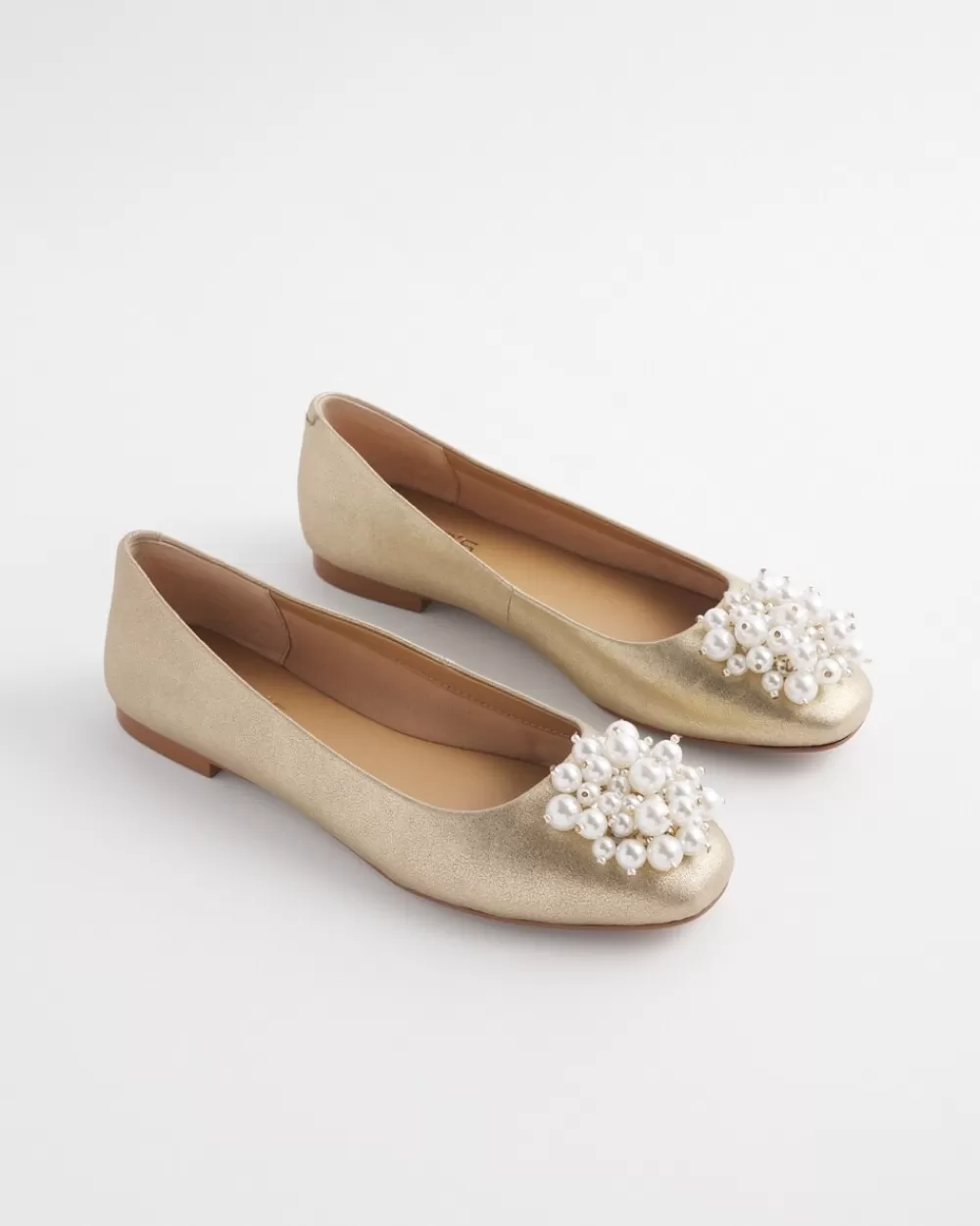 Outlet Omega Metallic Faux Pearl Flats Shoes