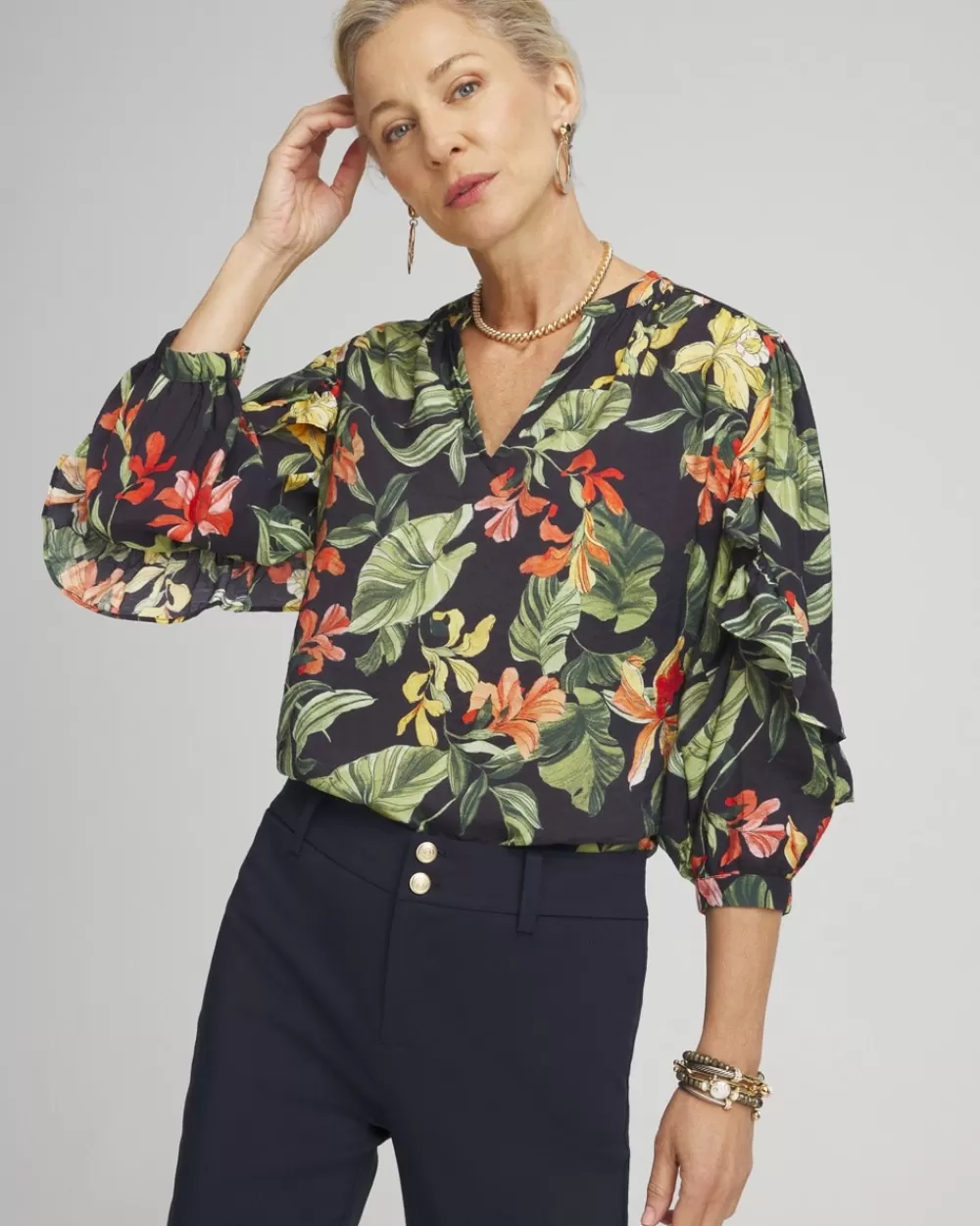 Outlet Orchid Ruffle Sleeve Blouse Tops