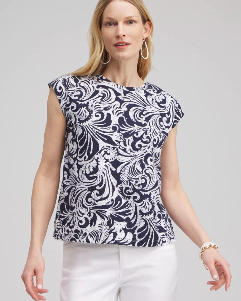 Clearance Paisley Cap Sleeve Tee Tops