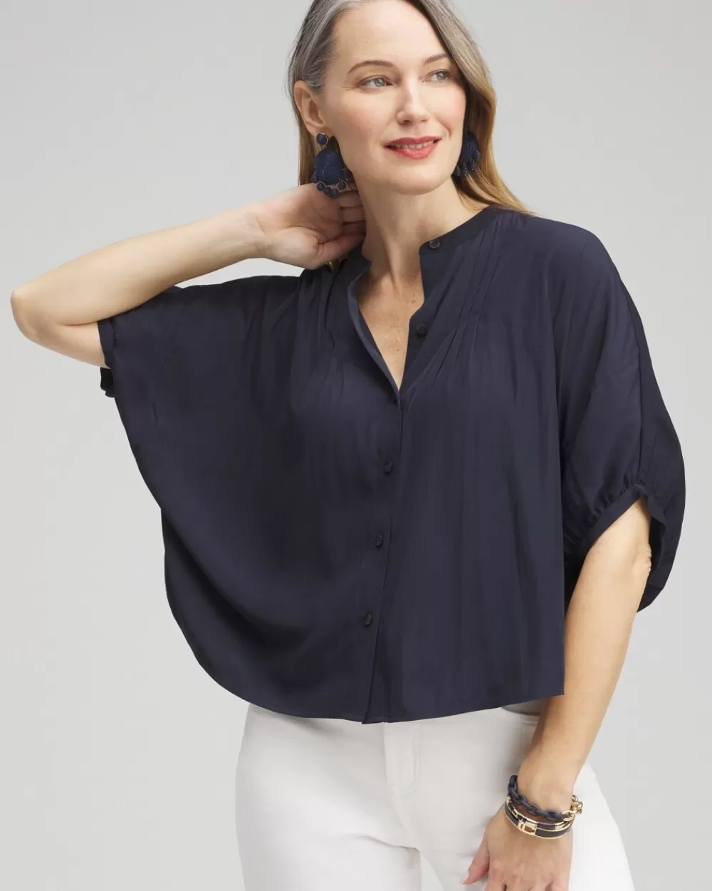 Hot Pintuck Dolman Sleeve Shirt Tops